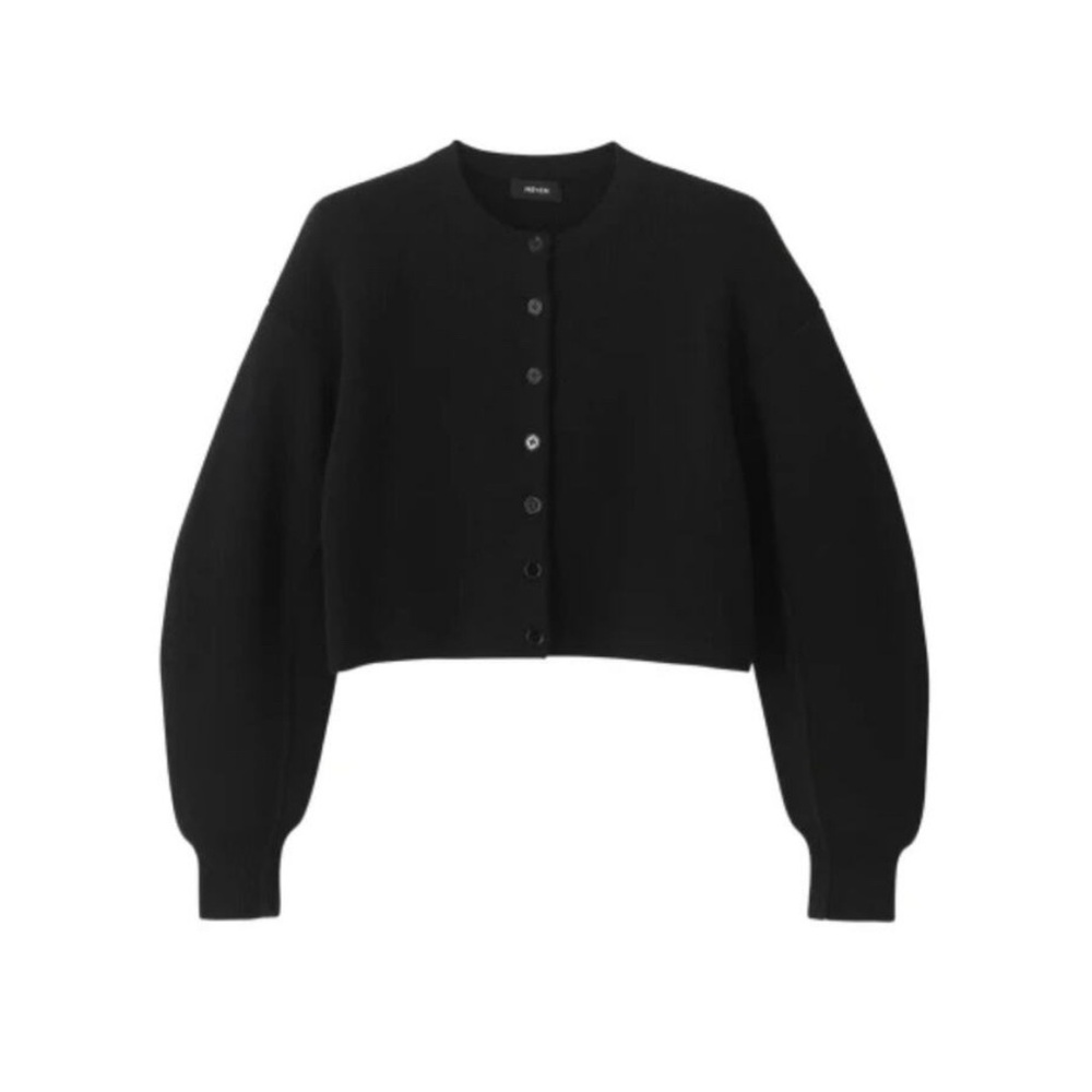 ME+EM Dramatic Sleeve Crop Knit Jacket Cardigan Black 6